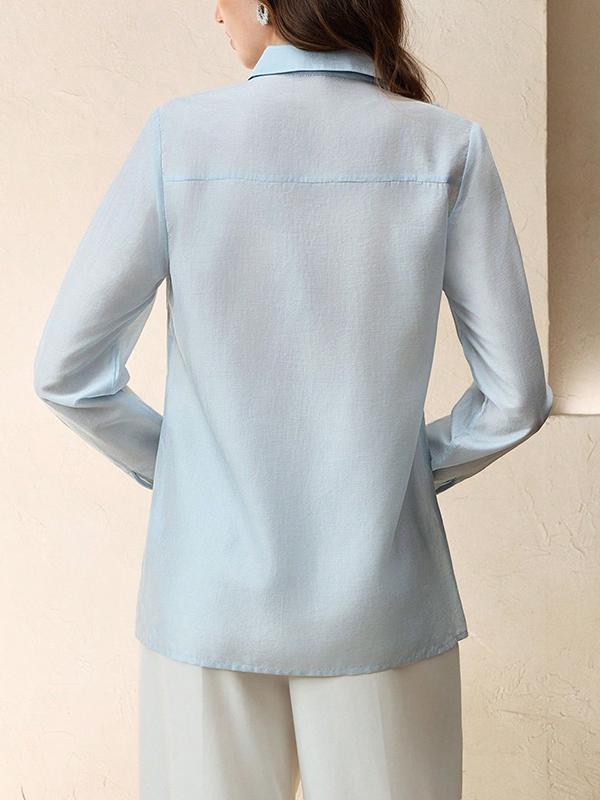 Long Sleeves Applique Split-Joint Lapel Blouses&Shirts Tops Product Image