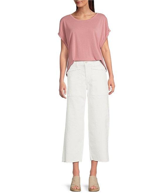 Lucky Brand Legend Stretch Denim High Rise Frayed Detail Wide Leg Jeans Product Image