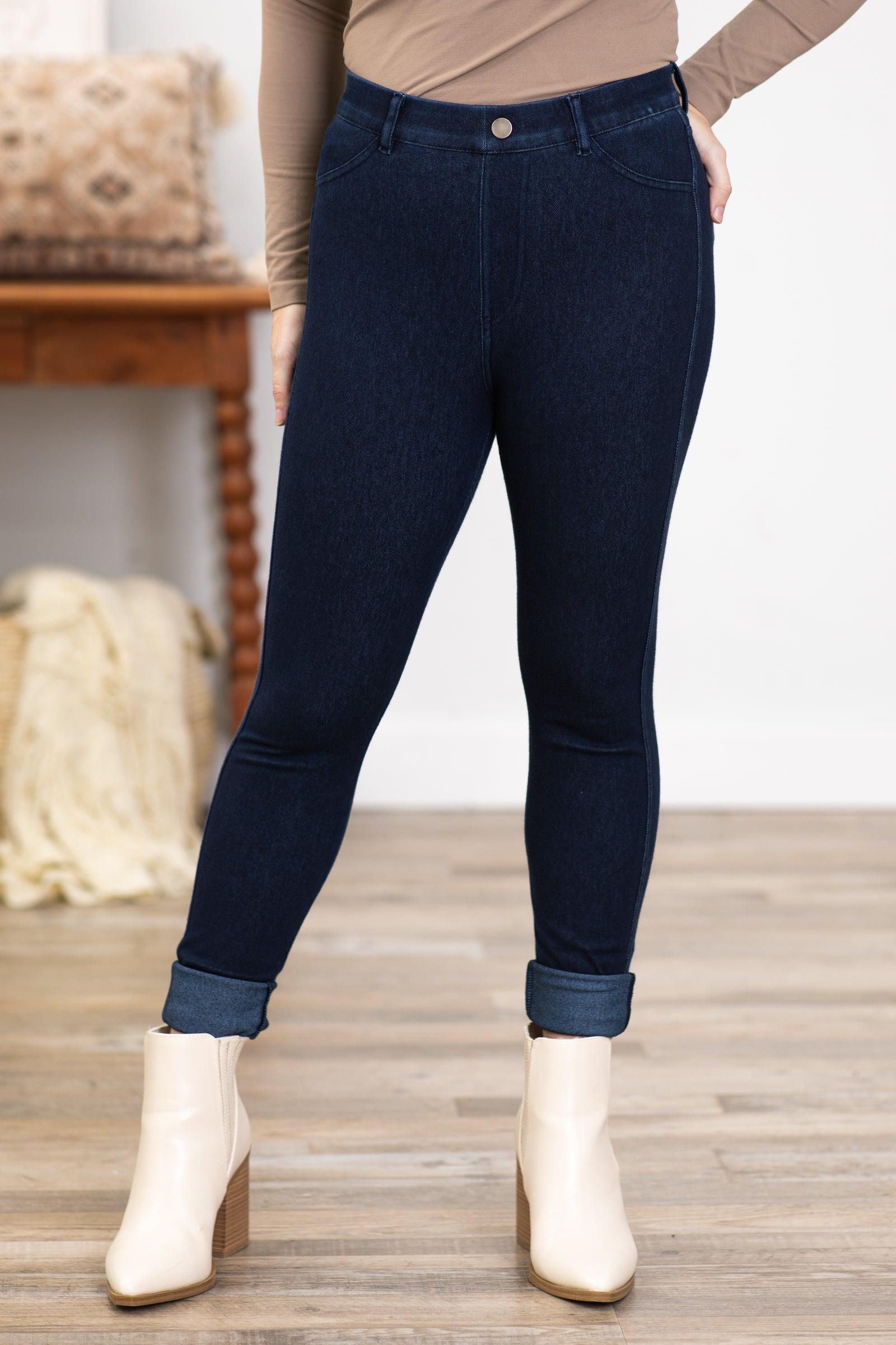 Dark Wash Cotton Stretch Jeggings Product Image