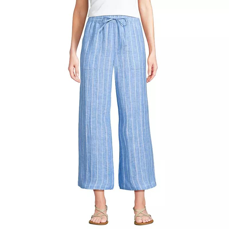 Women's Lands End High-Rise Pull-On Drawstring Linen Wide-Leg Cropped Pants,  Product Image