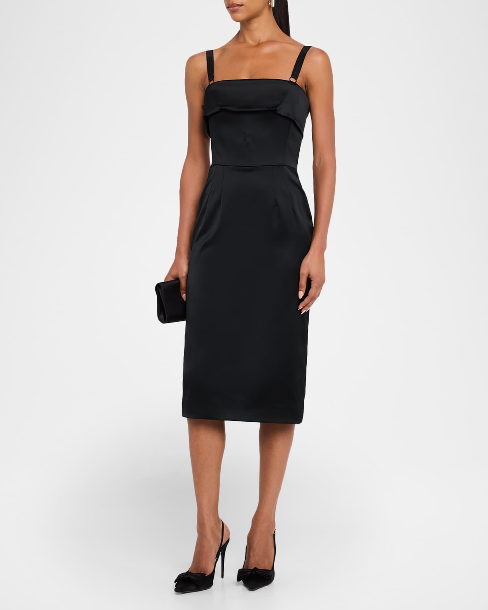 Satin Sleeveless Sheath Midi Dress Product Image