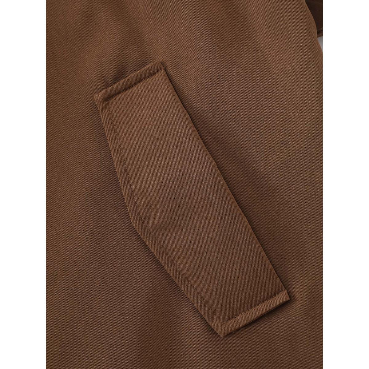 Plus Size Women Elegant No stretch Button cuff sleeve Extra Long Sleeve Shirt collar 28/5X Slanted pocket Belt Quilted Jackets BloomChic Product Image