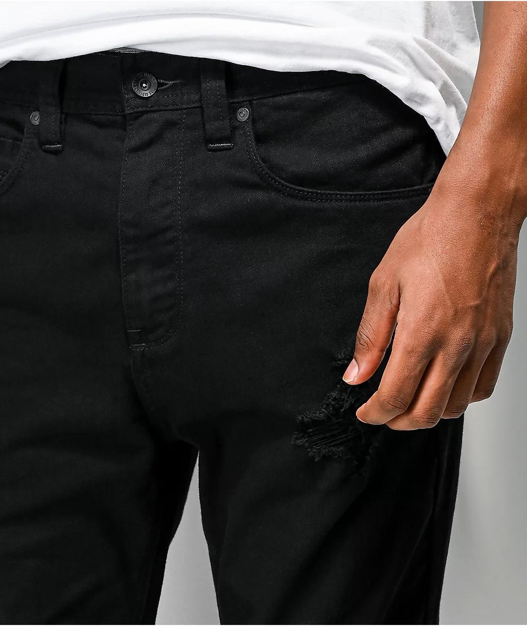 Empyre Verge Destroyed Black Tapered Skinny Jeans Product Image