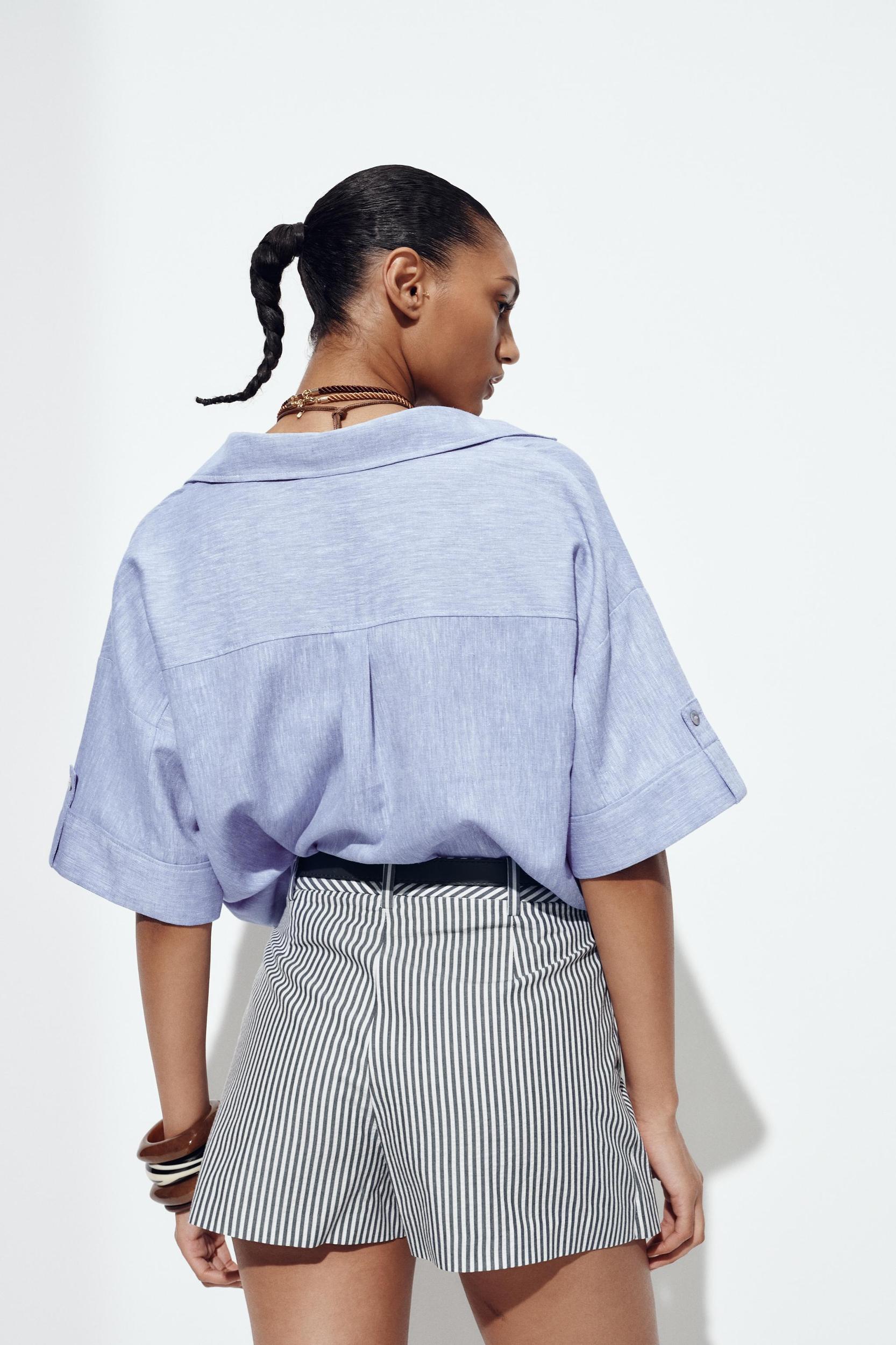 STRIPED BELTED CULOTTES Product Image