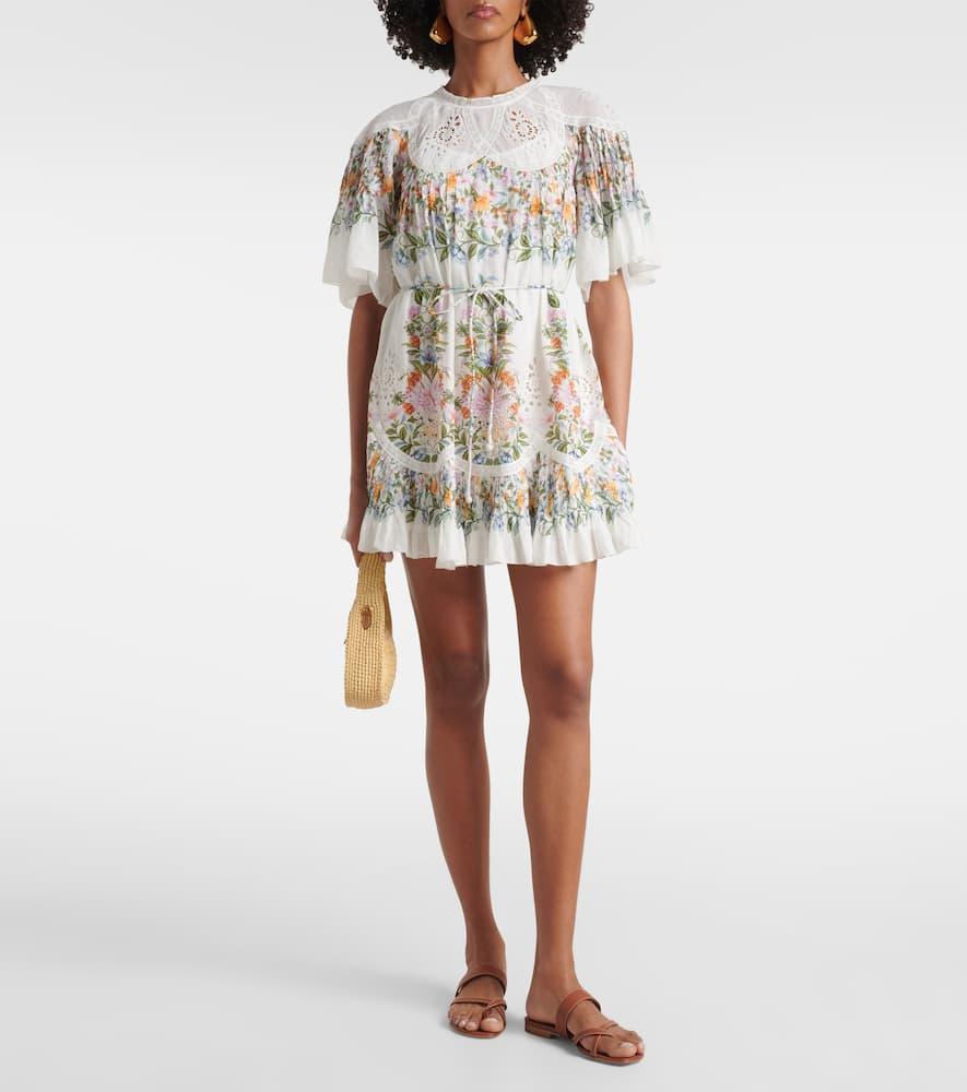 FARM RIO Sweet Bloom Cotton Eyelet Shift Dress In Off-white Product Image