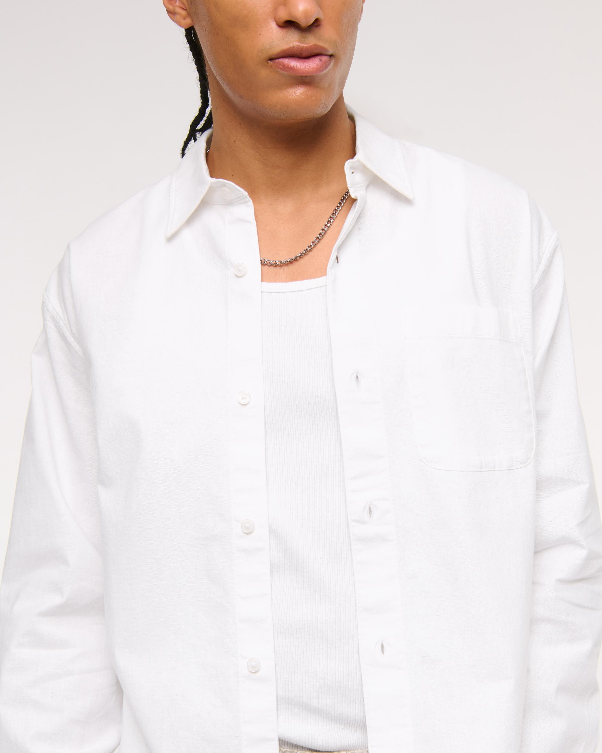 Summer Linen-Blend Button-Up Shirt Product Image