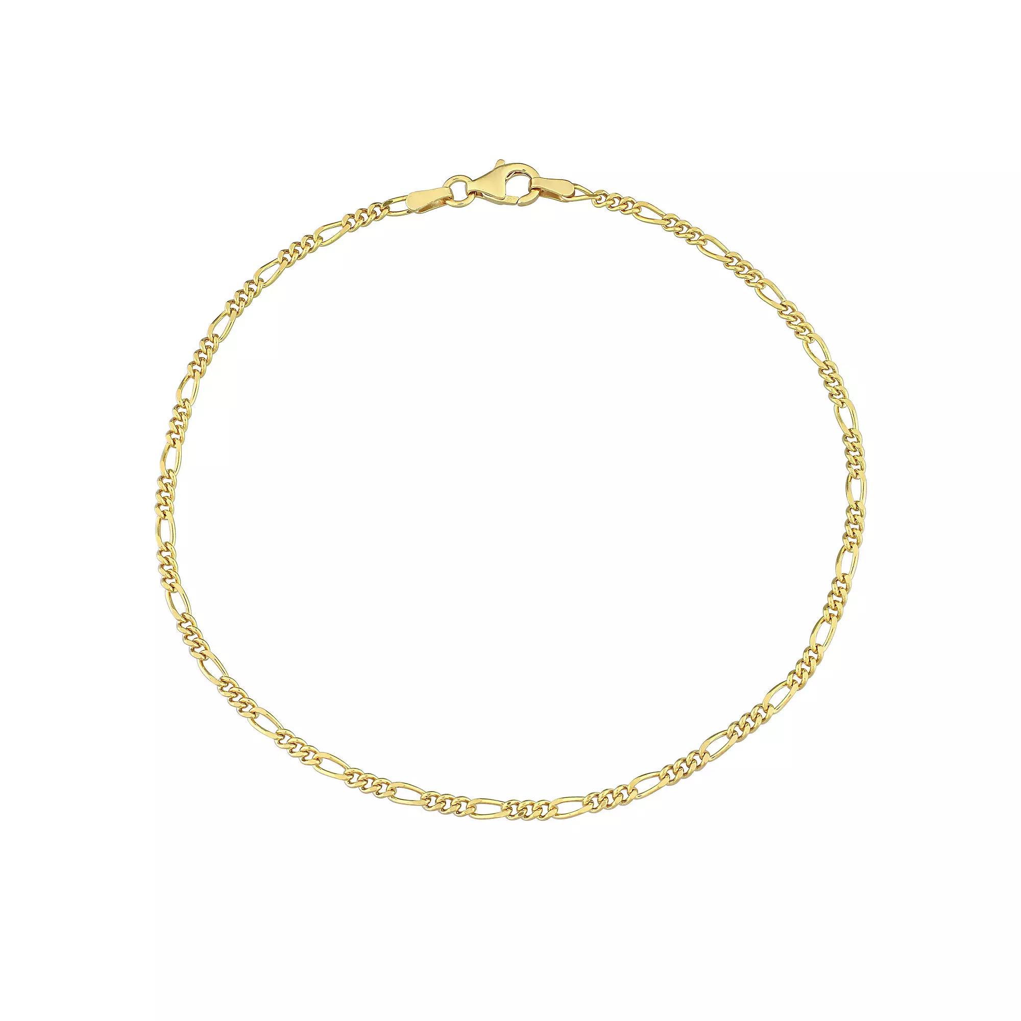 Stella Grace 18k Gold Over Silver 2.2 mm Figaro Chain Anklet, Women's, Size: 9", Gold Tone Product Image