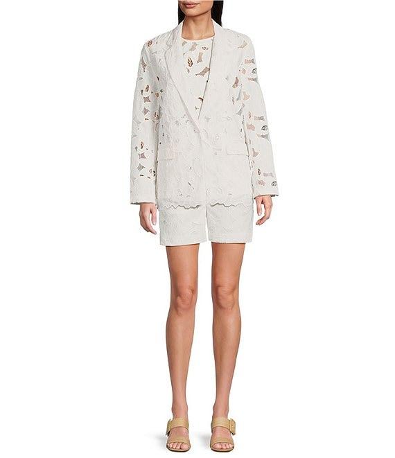 BOSS by Hugo Boss Jonara Broderie Anglaise Notch Lapel Long Sleeve Blazer Product Image