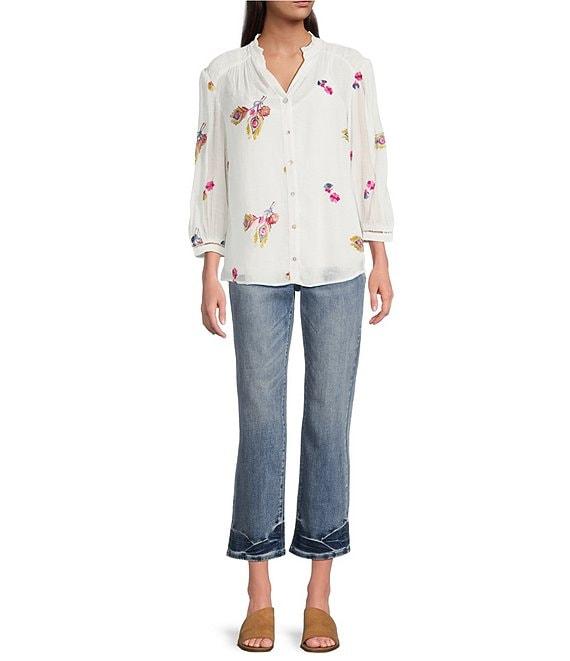 NYDJ Marilyn Mid Rise Ankle Straight Cropped Stretch Denim Jeans Product Image