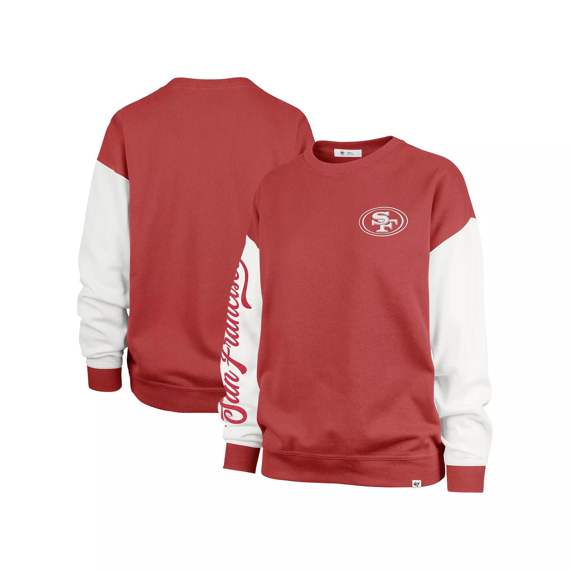Women's '47 Scarlet San Francisco 49ers Double Header Rise Andie Pullover Sweatshirt,  Product Image