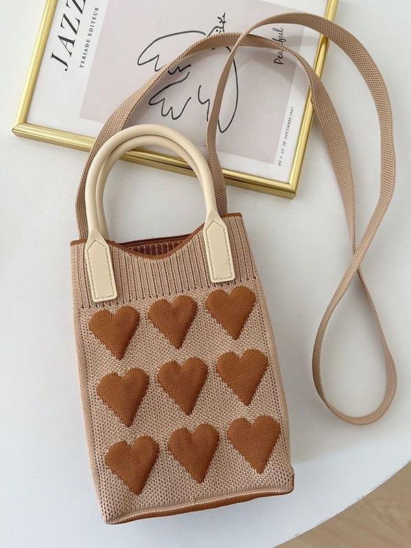 Heart Print Split-Joint Bags Crossbody Bags Handbags Product Image