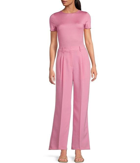 Gianni Bini Hartley Crepe Pleated Straight Wide Leg Coordinating Pants Product Image