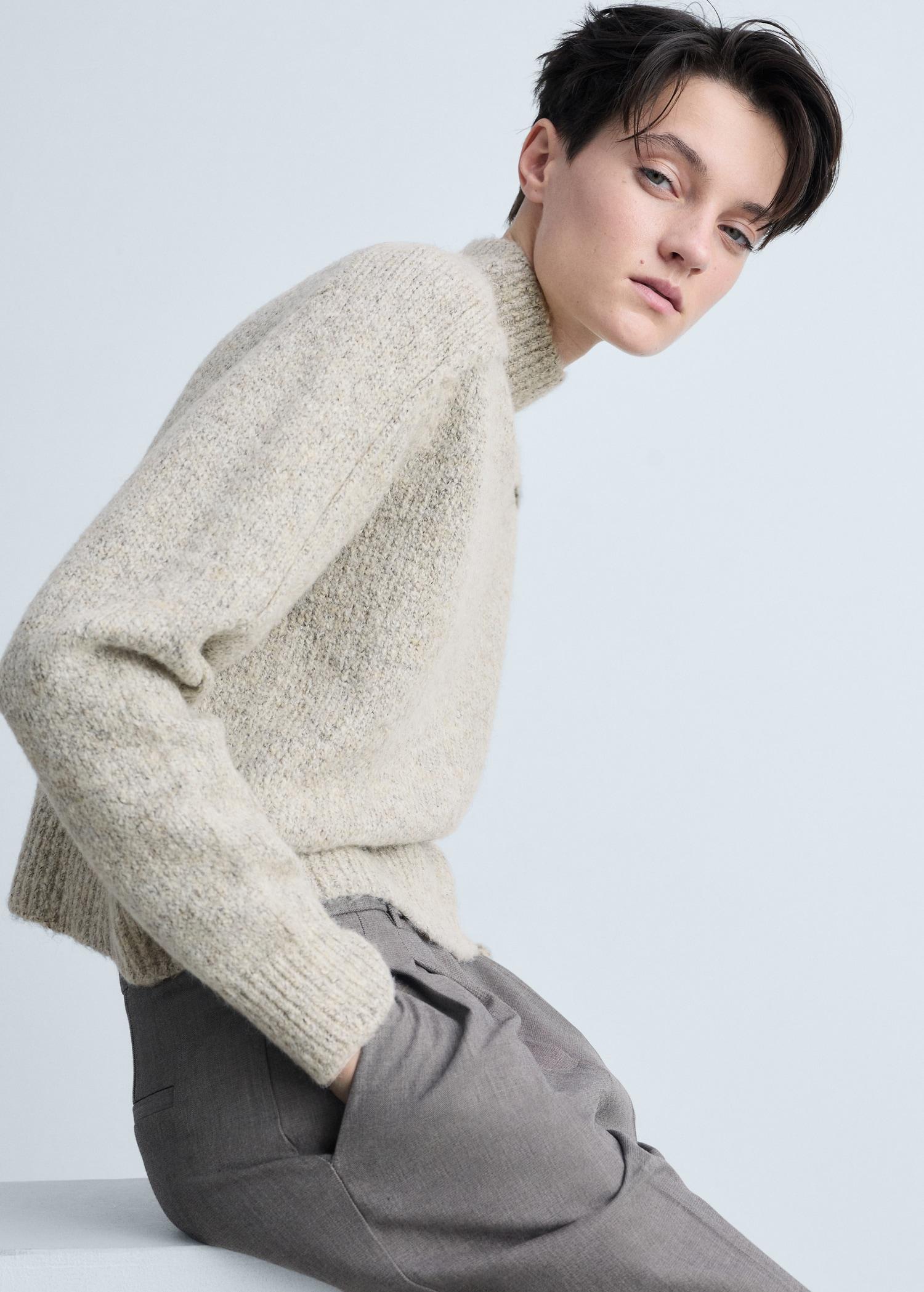 Knitted sweater with perkins neck - Women | MANGO USA Product Image