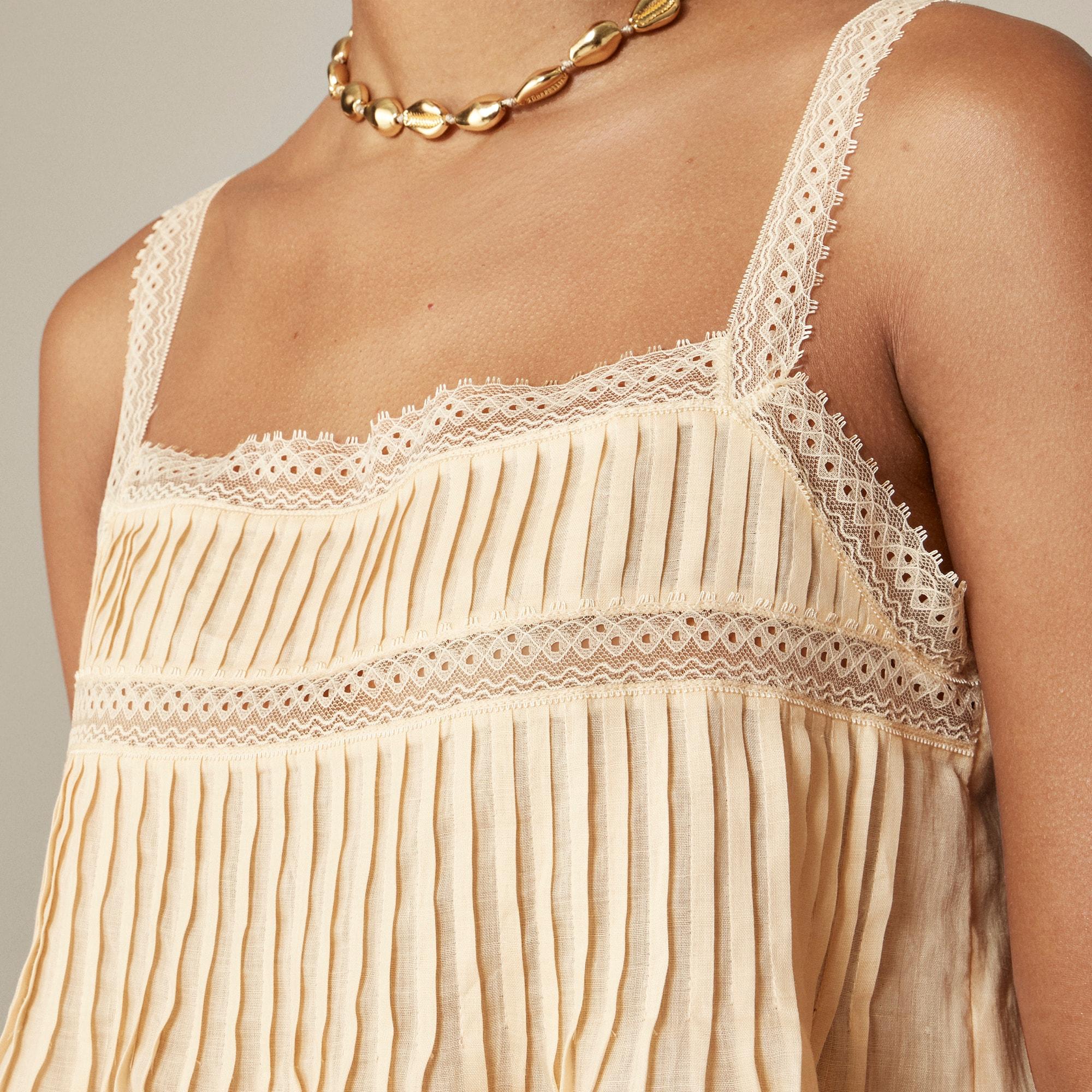 Lace-trim tank top in ramie Product Image