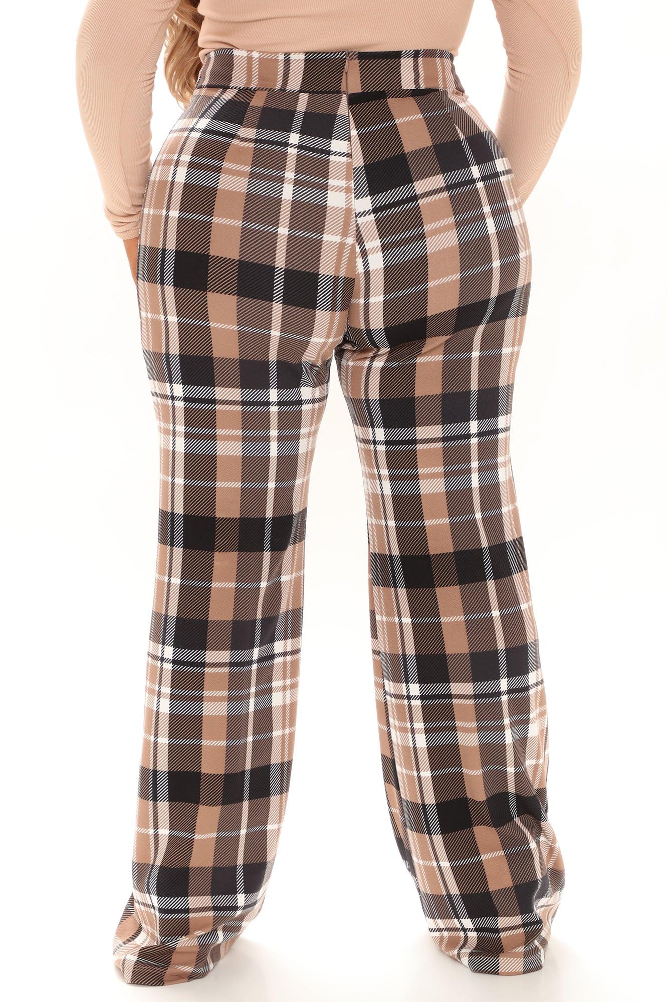 Victoria High Waisted Dress Pant Plaid - Taupe/combo Product Image