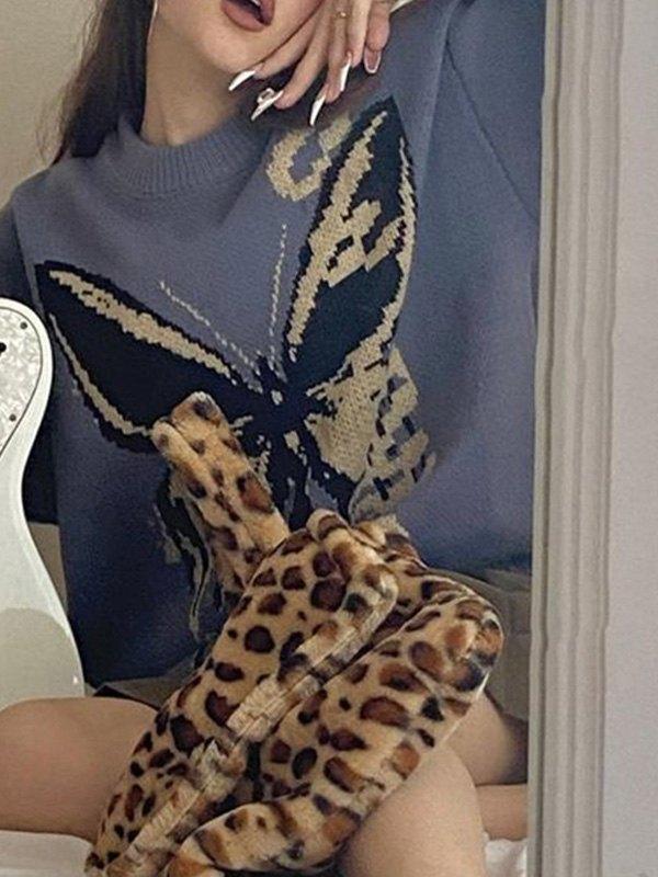 Oversized Butterfly Jacquard Sweater Product Image
