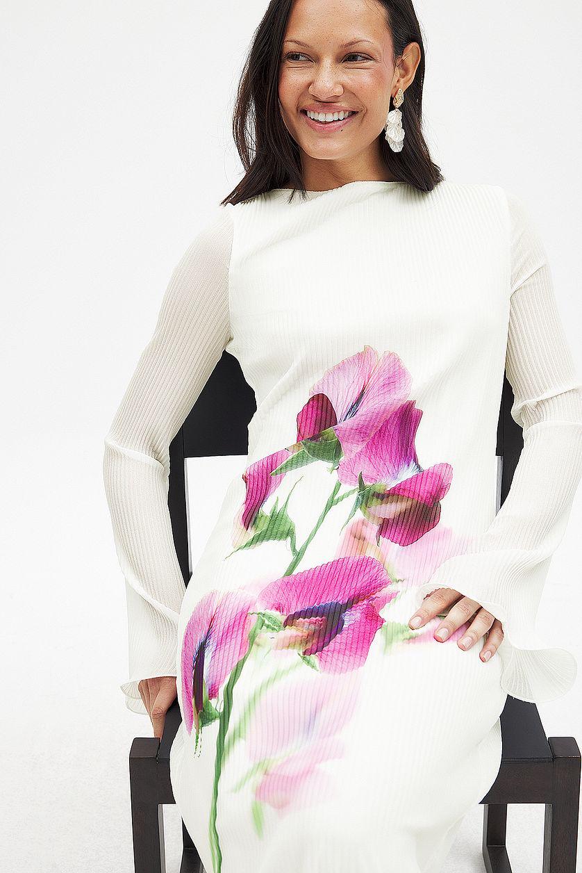 Long Sleeve Plisse Maxi Dress Product Image