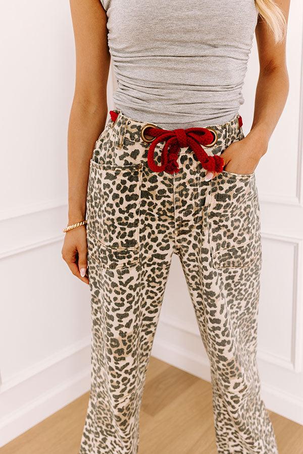 The Lenny Midrise Wide Leg Leopard Pants Product Image