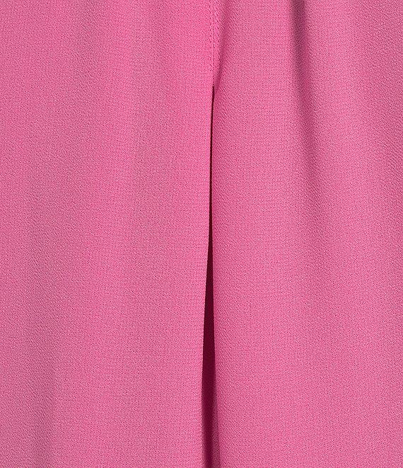 CeCe Plus Size Woven V-Neck Long Sleeve Tie Front Blouse Product Image