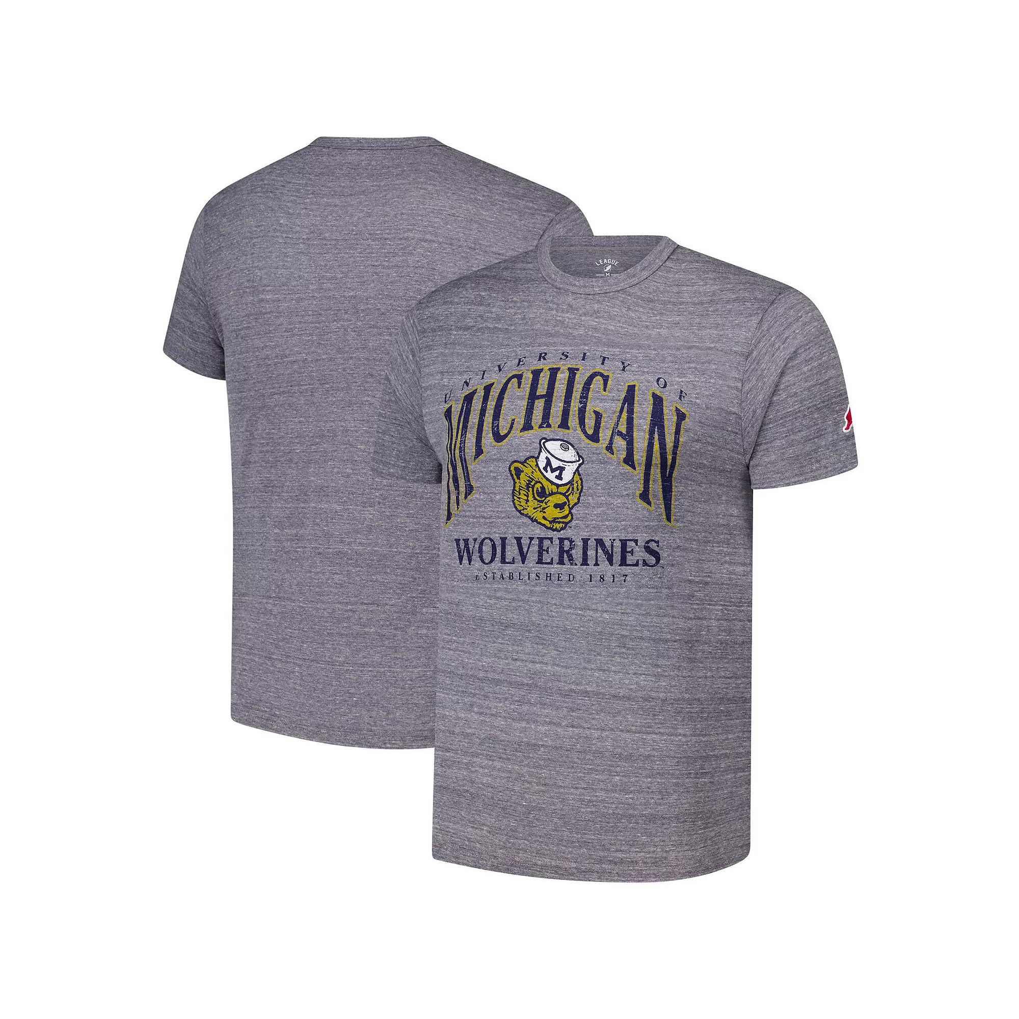 Men's League Collegiate Wear Heather Gray Michigan Wolverines Tall Arch 2.0 Victory Falls Tri-Blend T-Shirt, Size: Small, Grey Product Image
