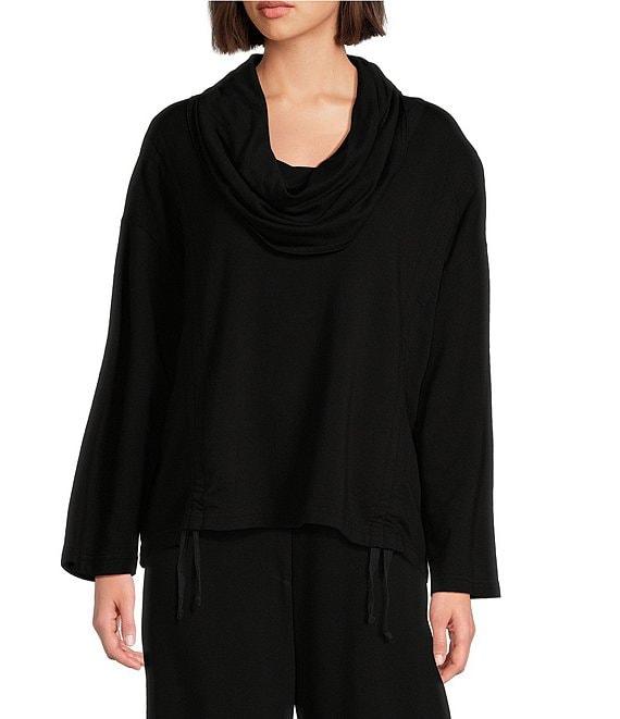 Bryn Walker Bamboo French Terry Cowl Neck Long Sleeve Ruched Seam Top Product Image
