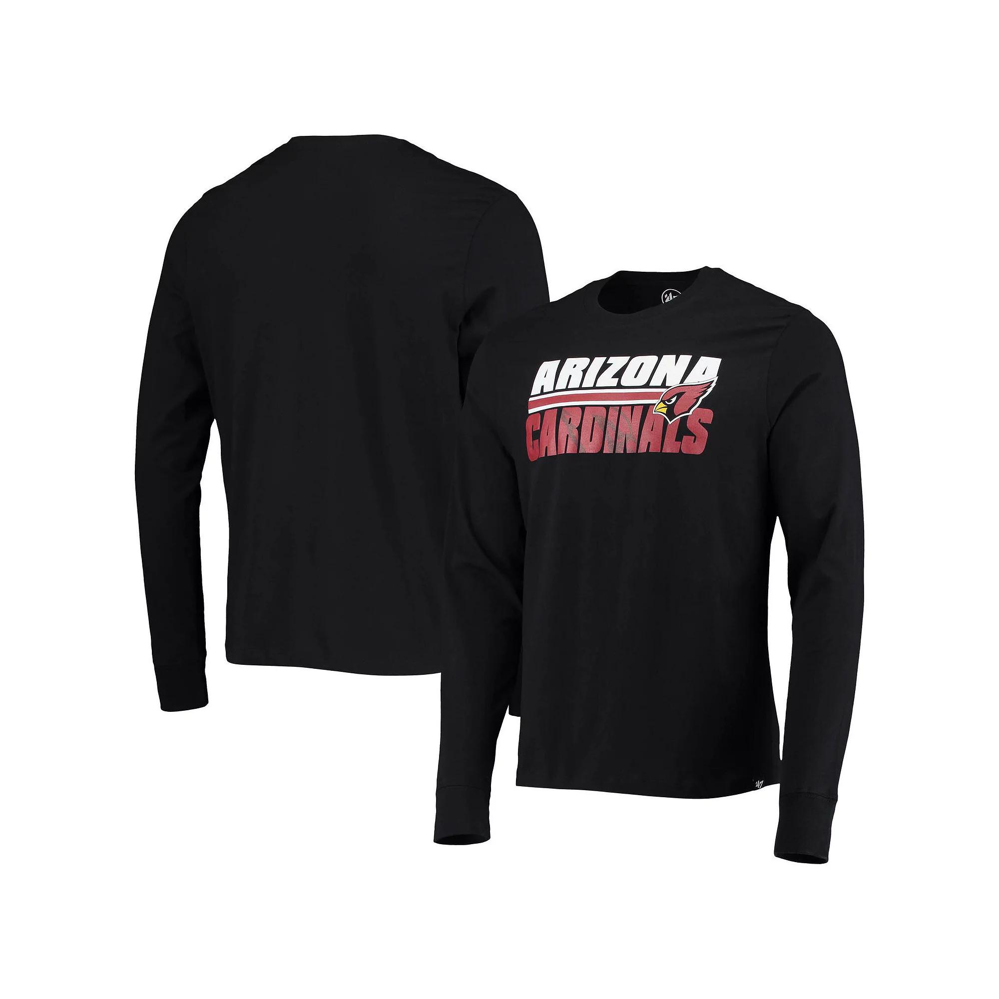 Men's '47 Black Arizona Cardinals Shadow Super Rival Long Sleeve T-Shirt, Size: 2XL Product Image