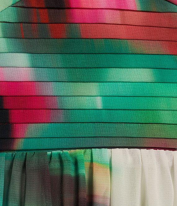 Belle by Badgley Mischka Remi Georgette printed Strapless One Sleeve Midi Dress Product Image