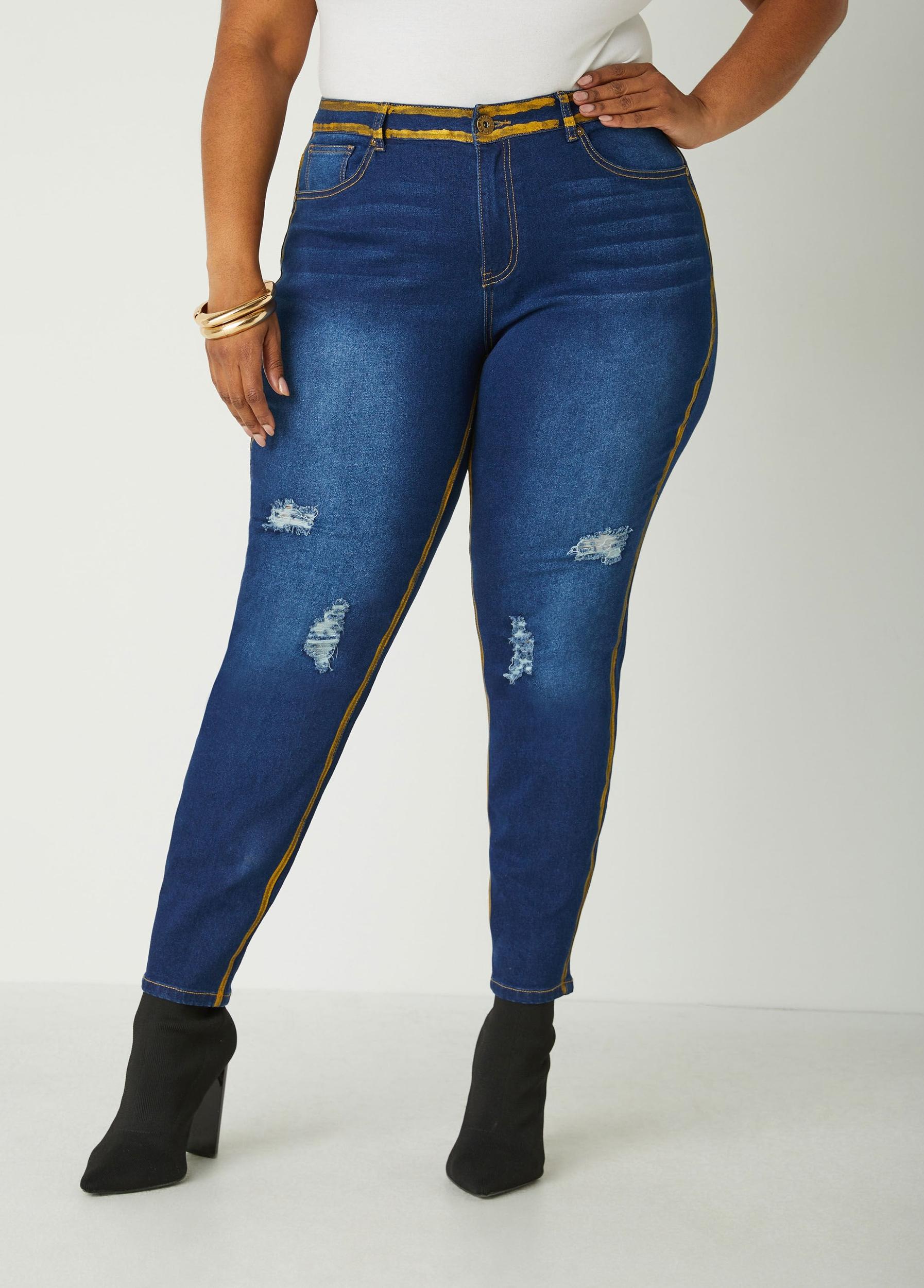 Painted Distressed Skinny Jeans Product Image