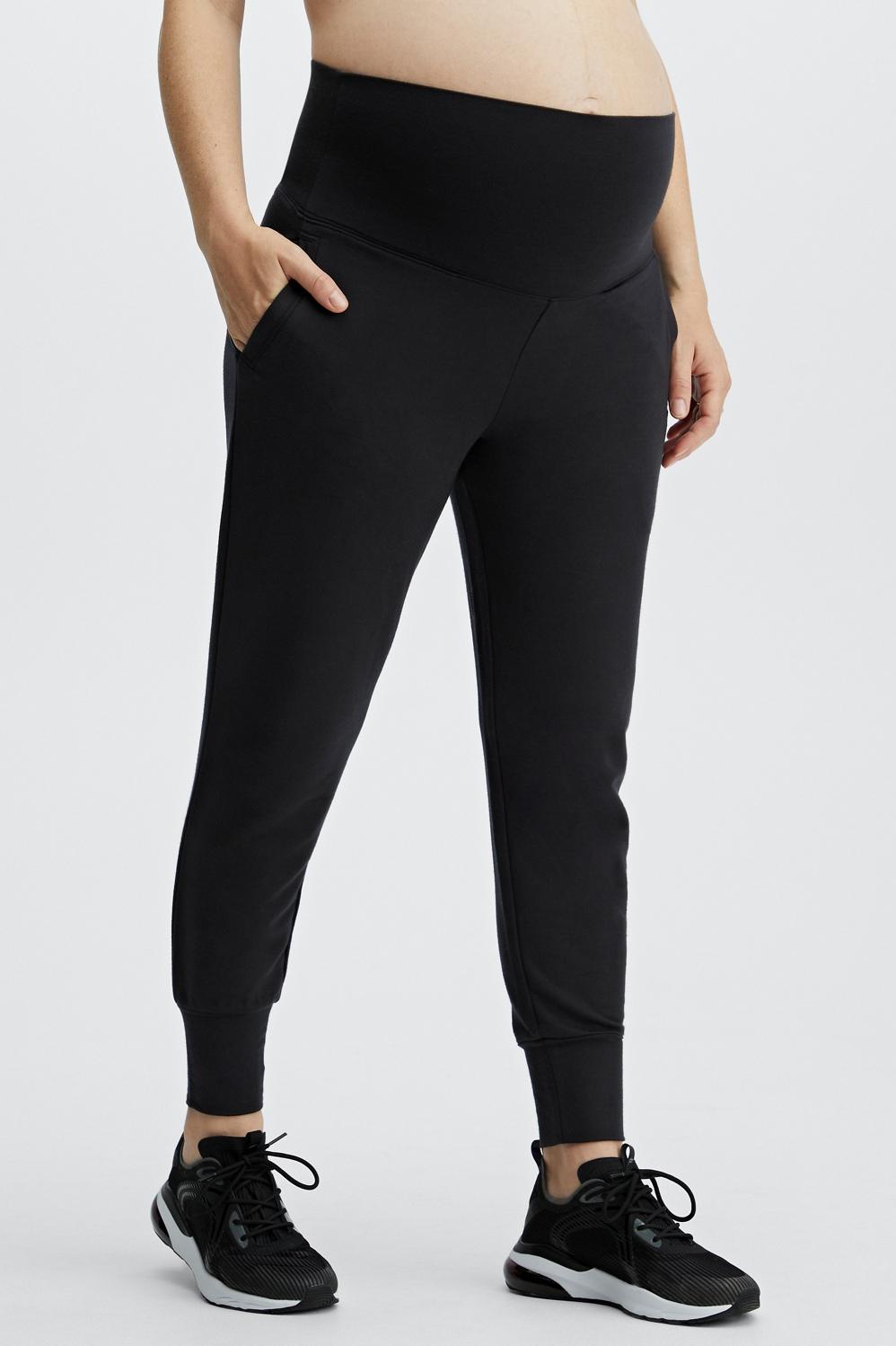 Fabletics Luxe Terry Maternity Jogger Womens black plus Size 2X Product Image