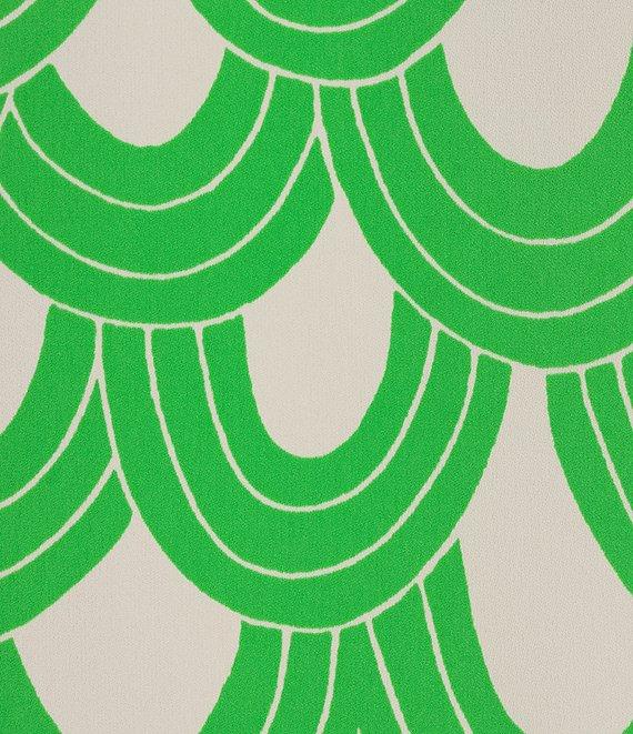 Trina Turk Catamaran Drape Print Lace-Up V-Neck 3/4 Sleeve Maxi Dress Product Image