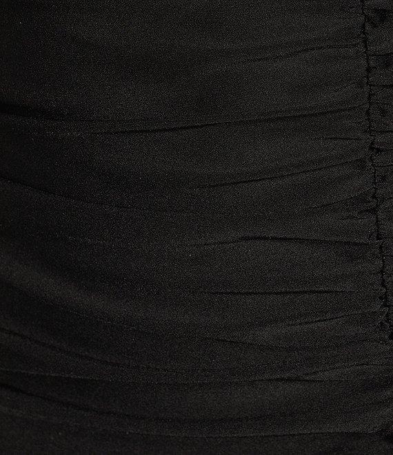 Honey and Rosie Pintucked Bodice Front Slit Gown Product Image