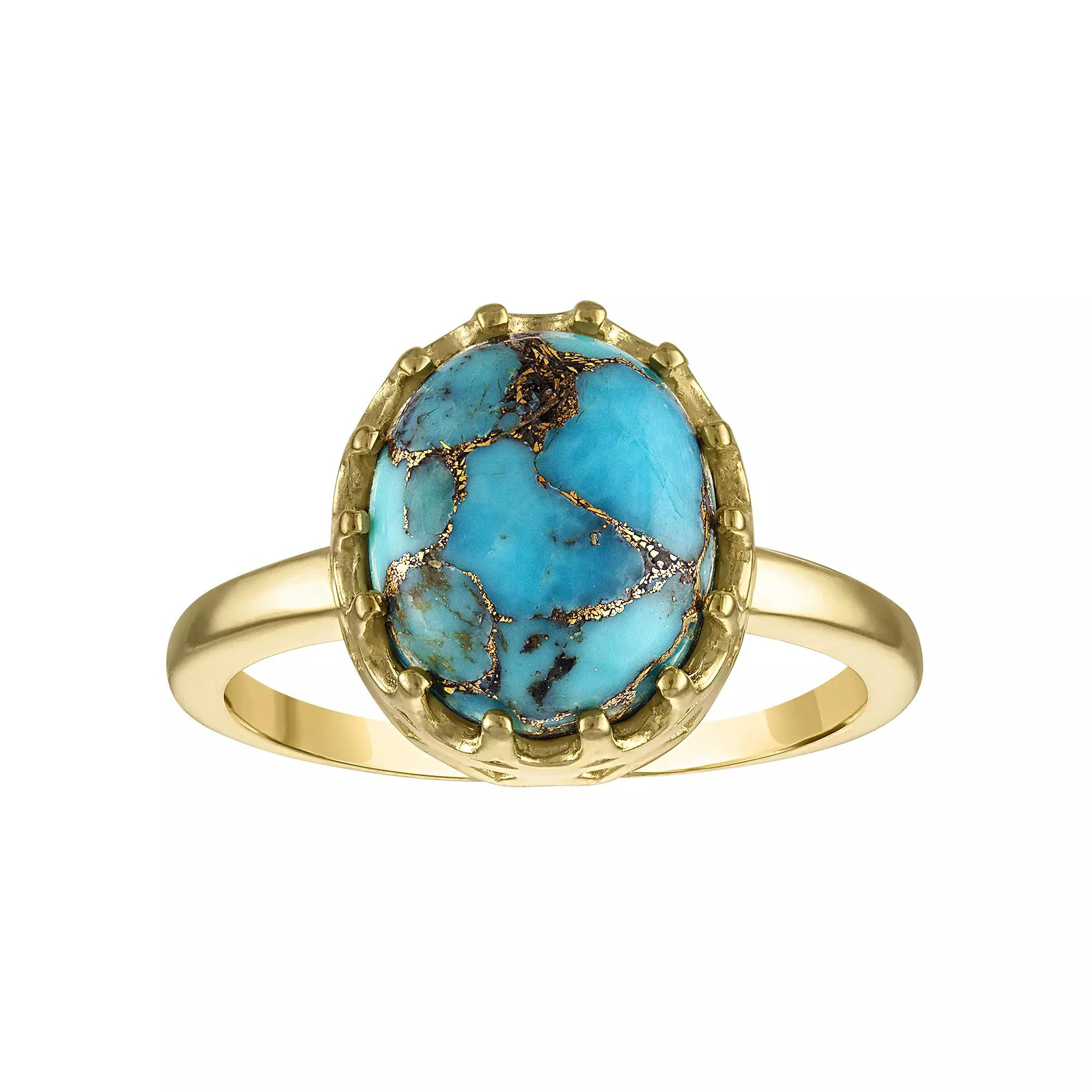 Designs by Gioelli Gold Over Sterling Silver Copper Turquoise Crown Ring, Women's, Size: 9, Gold Tone Product Image