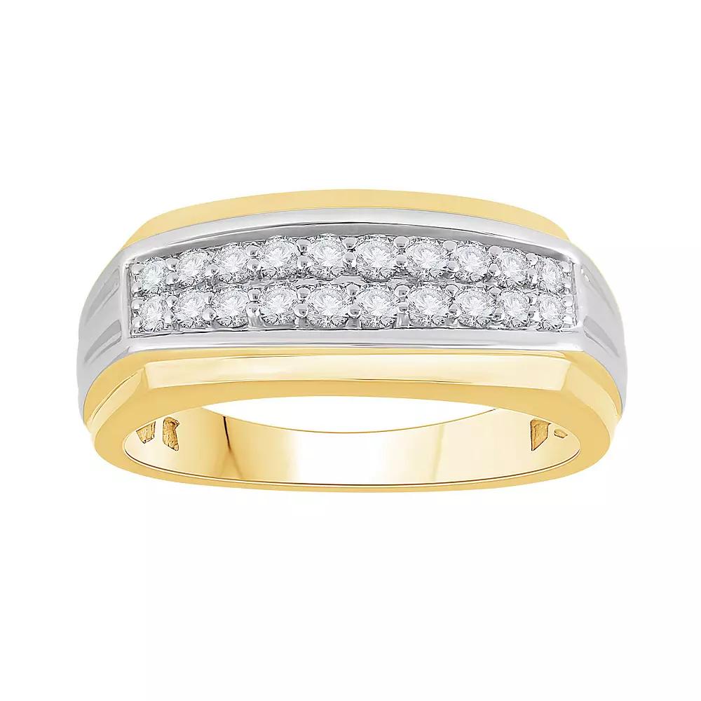 Men's 14k Gold Over Silver 1/2 Carat T.W. Diamond Wedding Band, Size: 12, Gold Tone Product Image