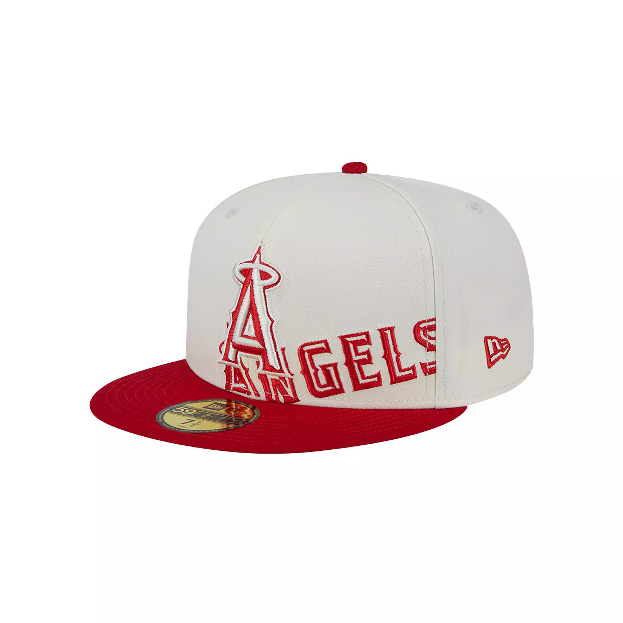 Men's New Era Cream/Red Los Angeles Angels Lonestar 59FIFTY Fitted Hat, Size: 7 5/8, Beige Product Image