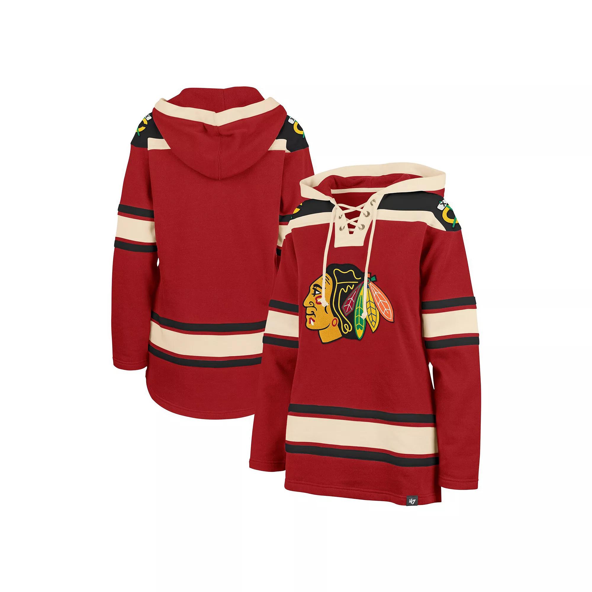 Women's '47 Red Chicago Blackhawks Superior Lacer Pullover Hoodie,  Product Image