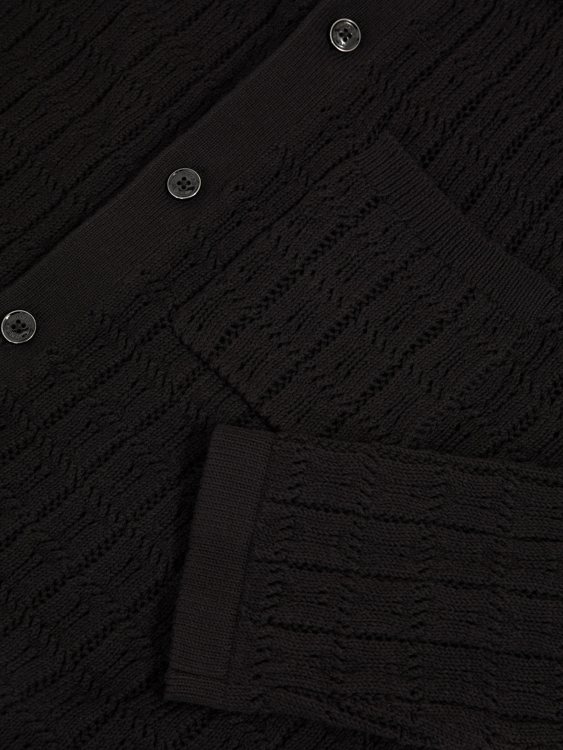 Cotton-Blend Textured Knit Shirt in Black Product Image