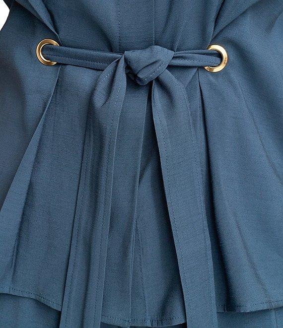 Donna Karan Sleeveless Button Front Tie Waist Top Product Image