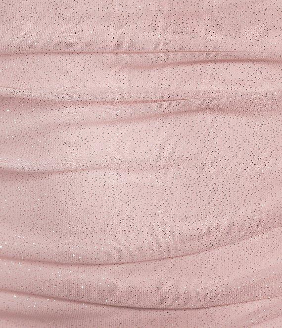 Jump Glitter Square Neck Ruched Long Sleeves With Ties At Hemline Dress Product Image