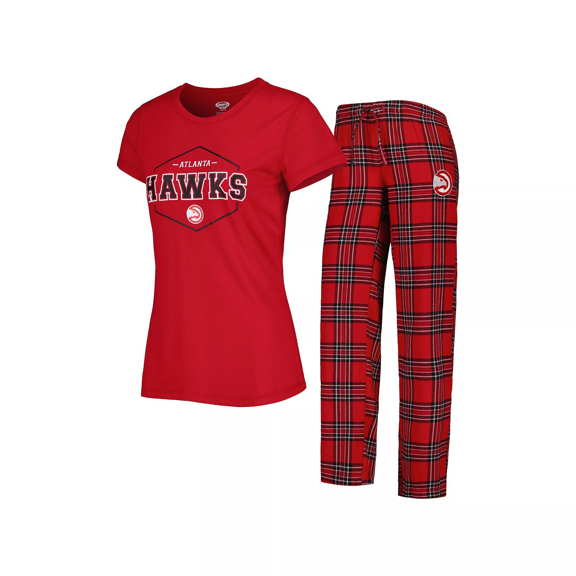 Women's Concepts Sport Red/Black Atlanta Hawks Badge T-Shirt & Pajama Pants Sleep Set,  Product Image