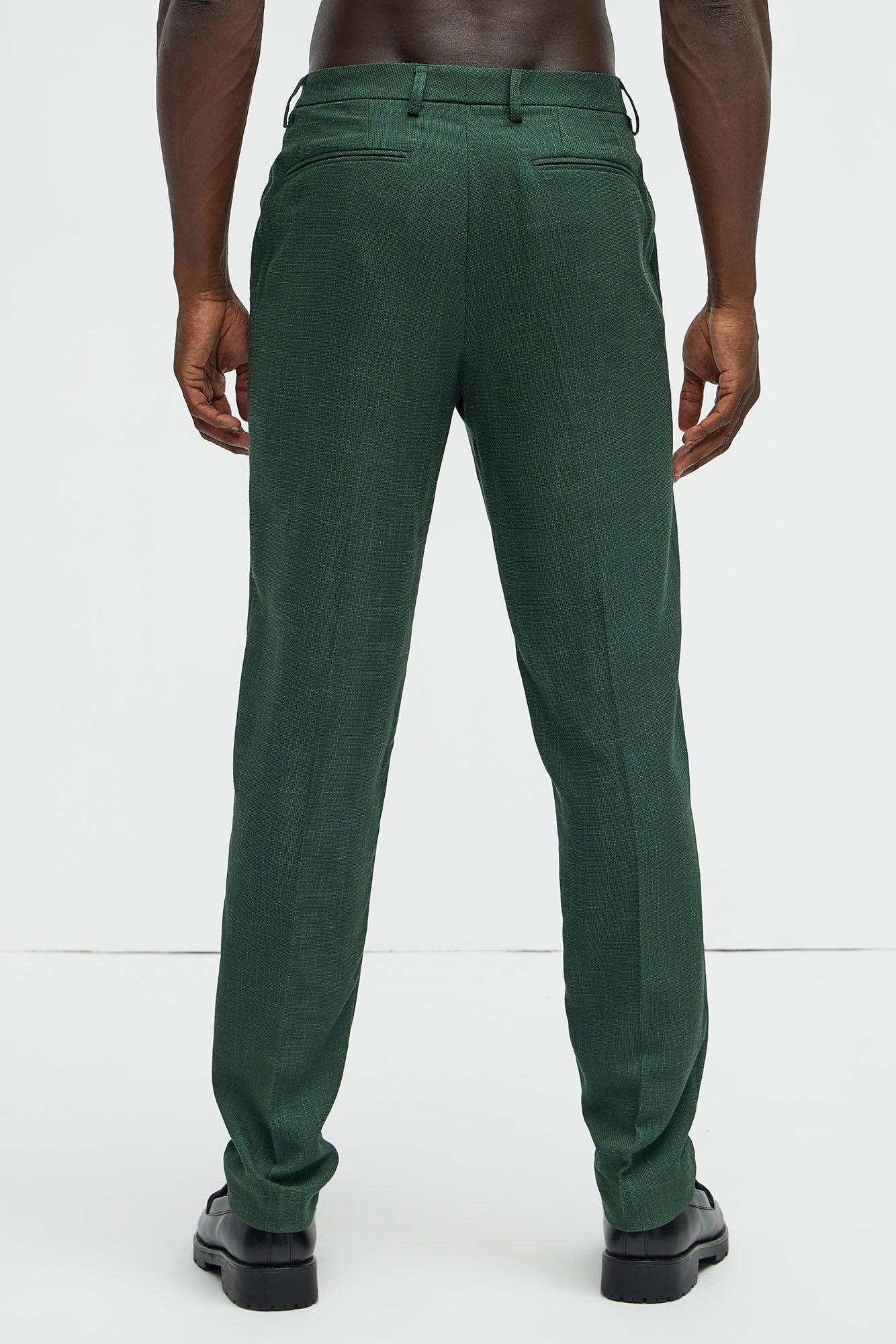 Shepton Solid Texture Slim Trousers - Green Product Image
