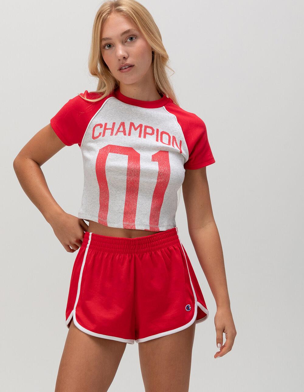 CHAMPION Womens Gym Shorts - RED Product Image