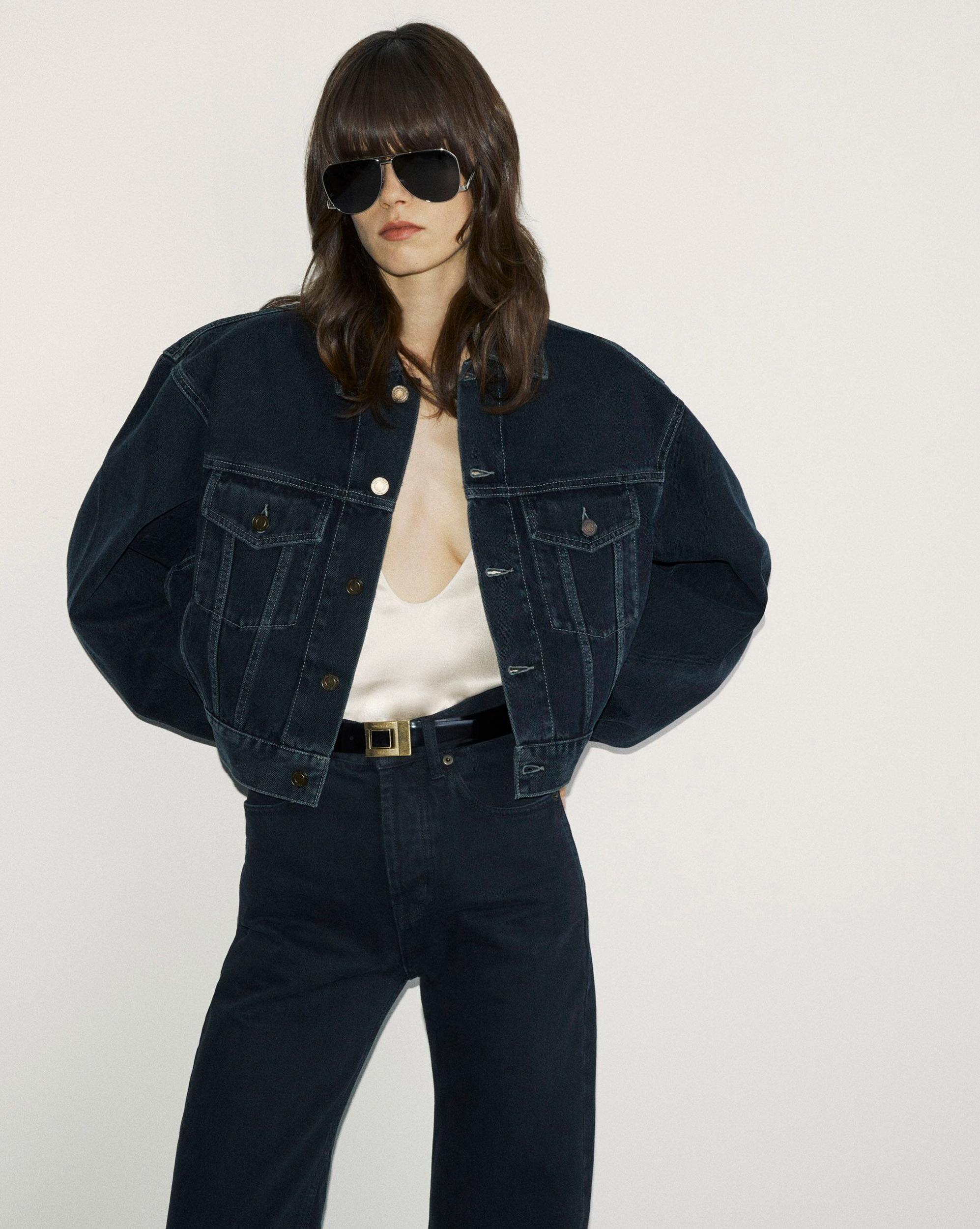 80's Jacket in Dark Blue Black Denim Product Image