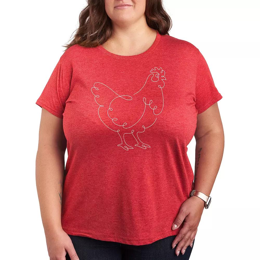 Plus Chicken Continuous Line Doodle Graphic Tee, Women's,  Product Image