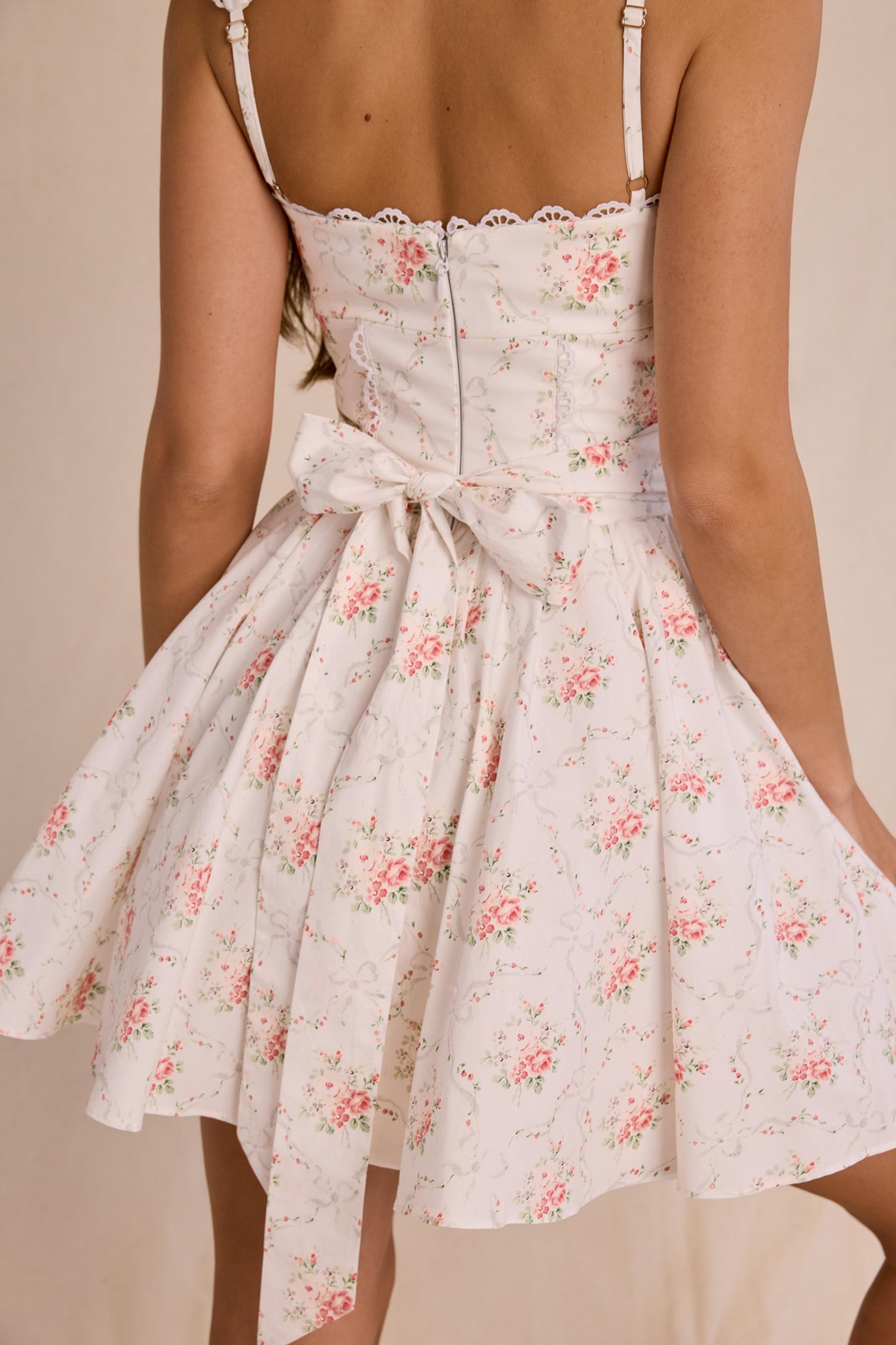 Sade  rose print stretch cotton mini dress Product Image