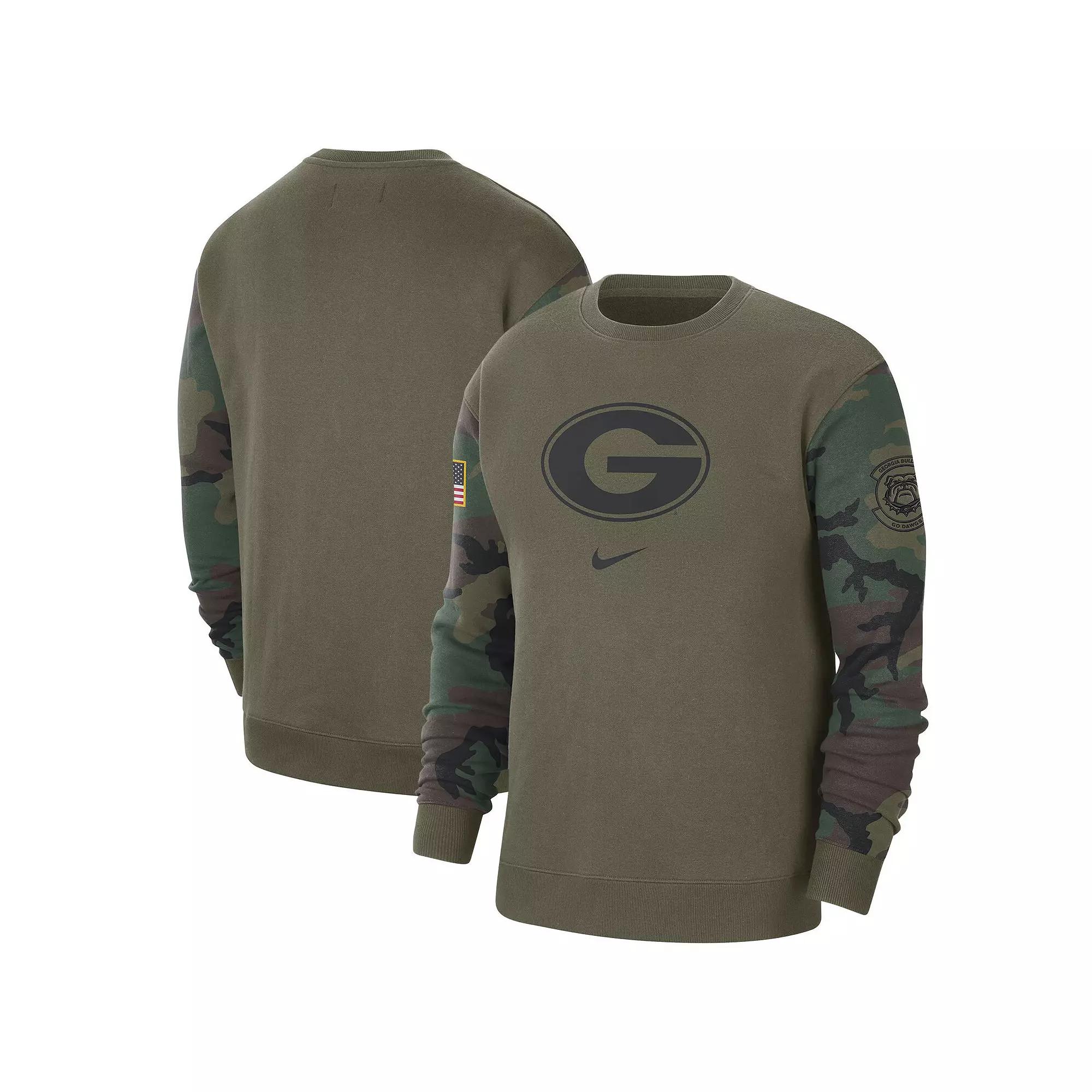 Men's Nike Olive Georgia Bulldogs Military Pack Club Pullover Sweatshirt, Size: Medium, Team Product Image