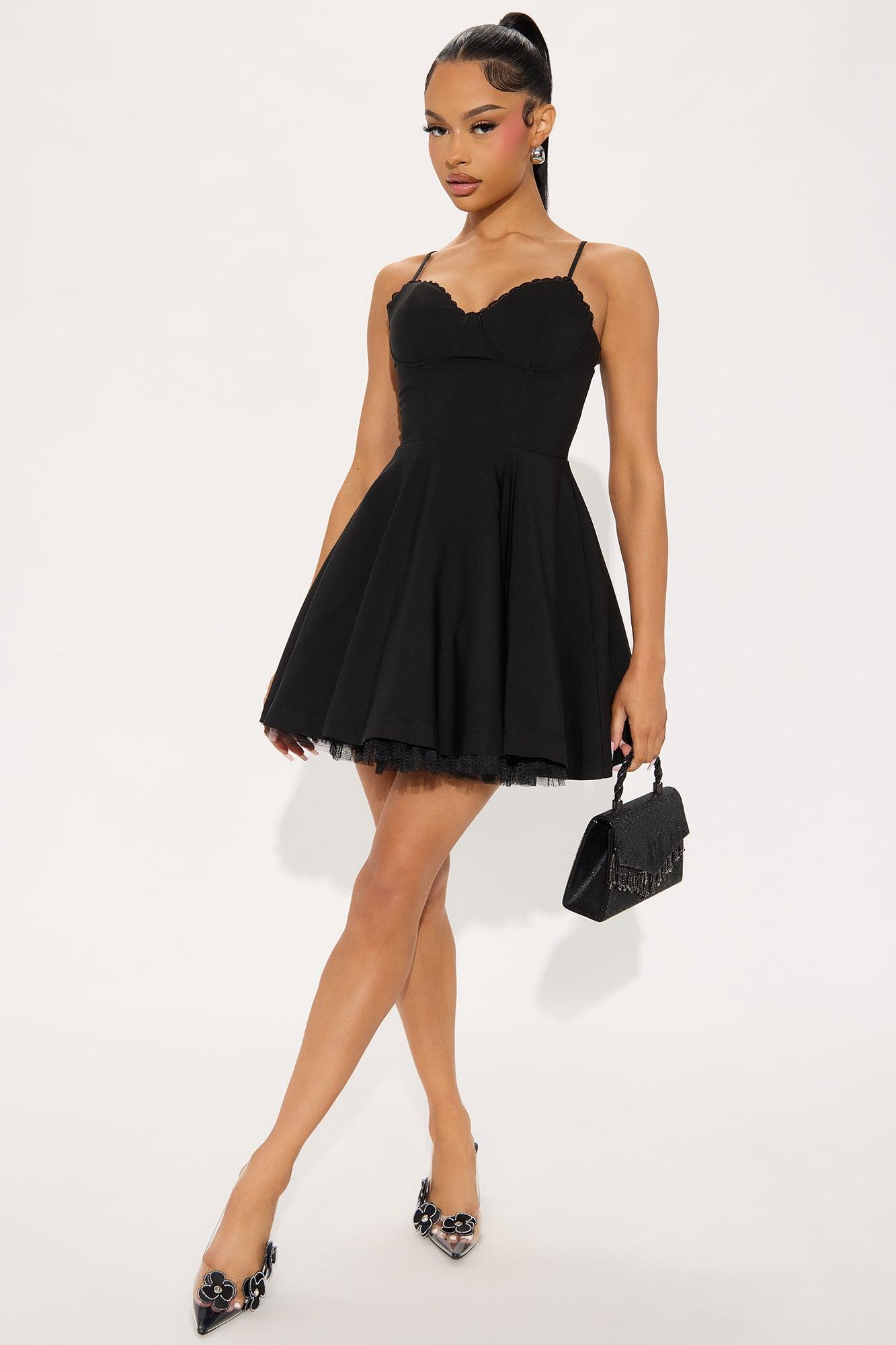 Scarlett Pleated Mini Dress - Black Product Image