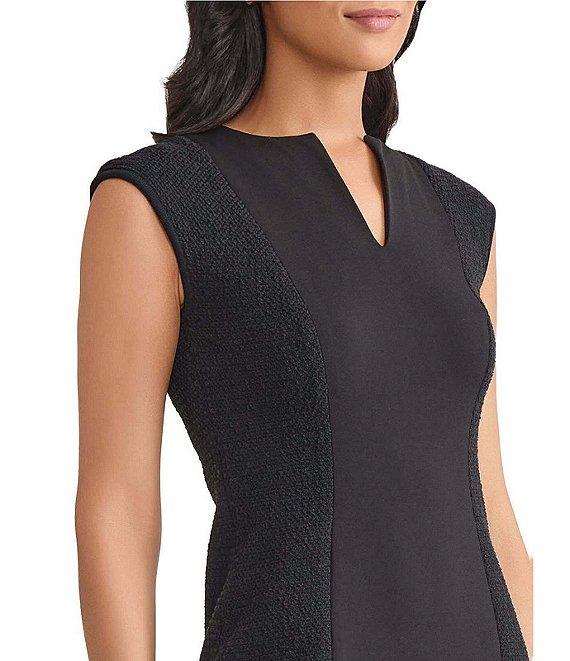 MISOOK Mixed Media Split V-Neck Cap Sleeve Sheath Dress Product Image
