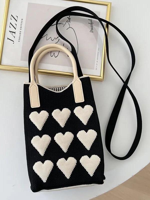Heart Print Split-Joint Bags Crossbody Bags Handbags Product Image