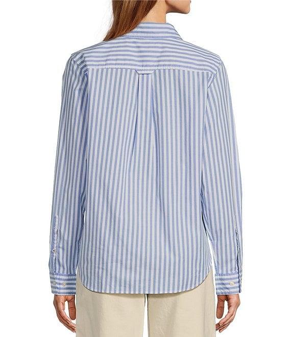 L.L.Bean Essential Cotton Poplin Stripe Print Collar Neckline Long Sleeve Shirt Product Image