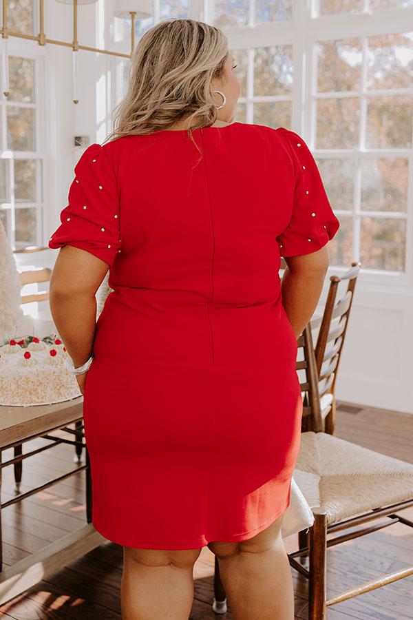 Cranberry Sangria Sippin' Rhinestone Embellished Mini Dress Curves Product Image
